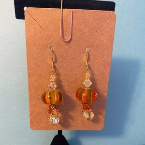 Orange handmade dangle earrings